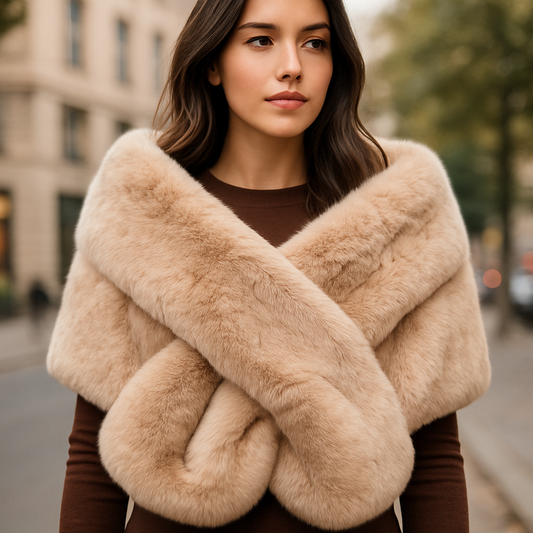 Estola de Pelo Sintético Grande · Marfil Beige 160x27cm (Talla S/M) última unidad!