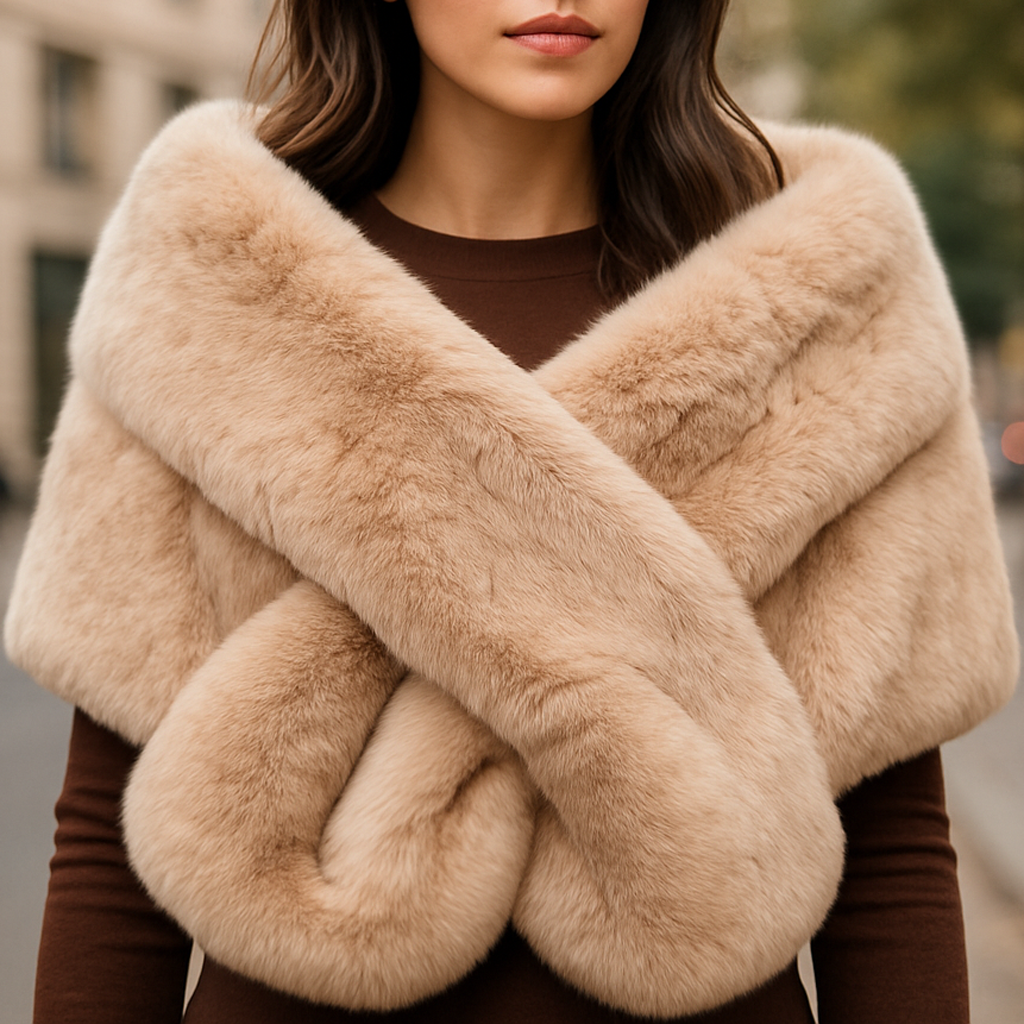 Estola de Pelo Sintético Grande · Marfil Beige 160x27cm (Talla S/M) última unidad!