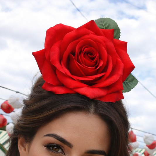 Flor Flamenca Pelo Grande Ø16cm · Rojo