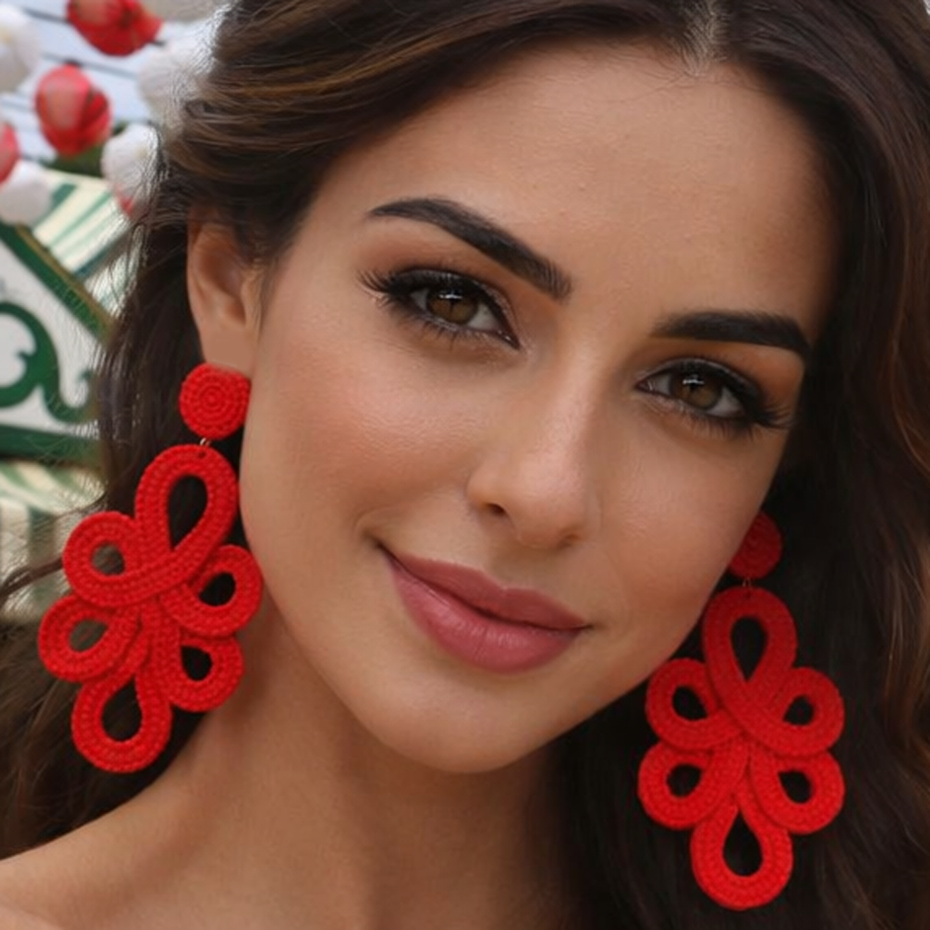 Pendientes Largos de Fiesta y Flamenca – Ligereza y Estilo Andaluz · Rojo