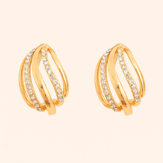Pendientes Aros Dorados · Oro con Cristales