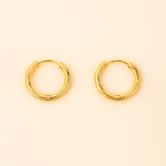 Pendientes Aro Dorados Pequeños Acabado en Oro · Talla XS (Ø 1 cm)