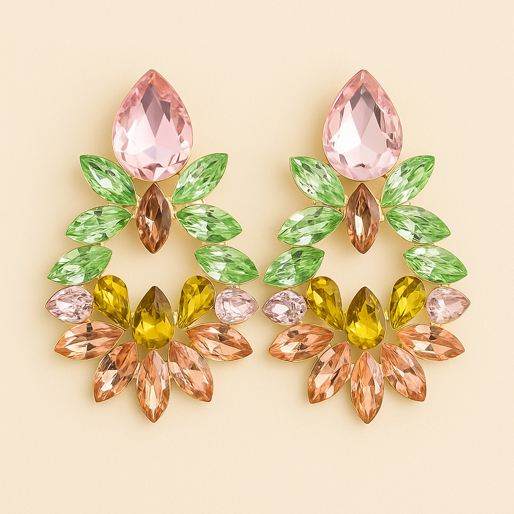 Pendientes de Cristales facetados grandes y brillantes · Colores Pasteles