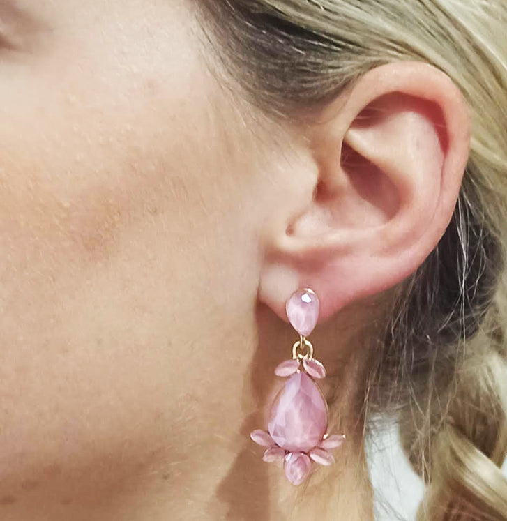 Pendientes Cristal Color · Rosa Claro