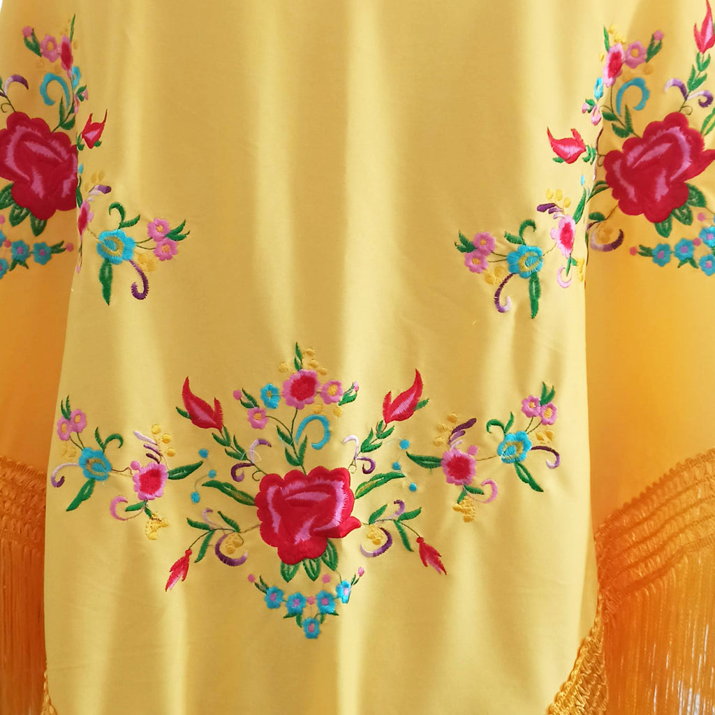 Mantón Flamenco Grande Bordado · Amarillo Multicolor (160 x 85cm) últimas unidades!