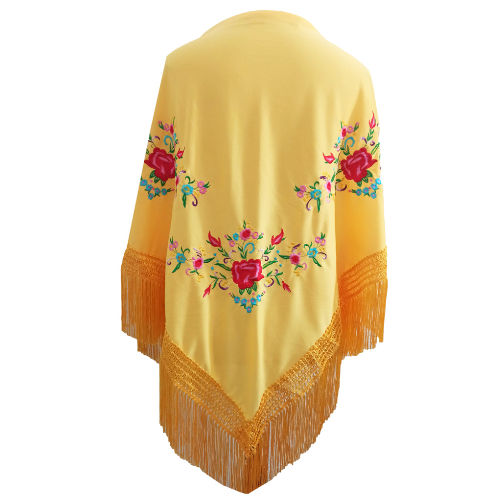 Mantón Flamenco Grande Bordado · Amarillo Multicolor (175 x 85cm) últimas unidades!