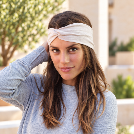 Bandeau élastique à nœud · Rose chiné