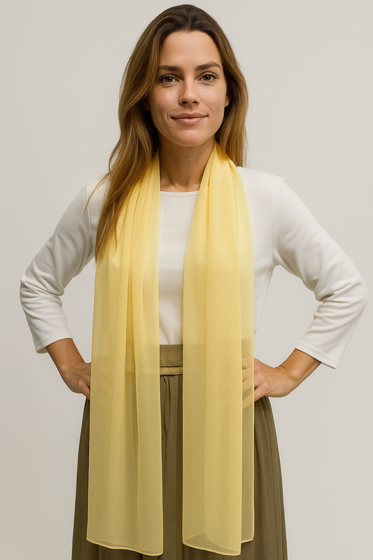 Chal Grande de Chifón – Ligero, Elegante y Hecho en España · Amarillo (50x200cm) última unidad!