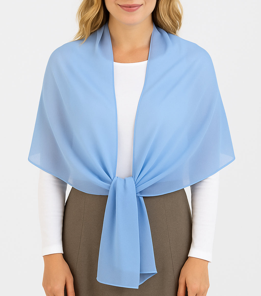 Chal de Chifón – Ligero, Elegante y Hecho en España · Color Azul Cielo (50x150cm) últimas unidades!