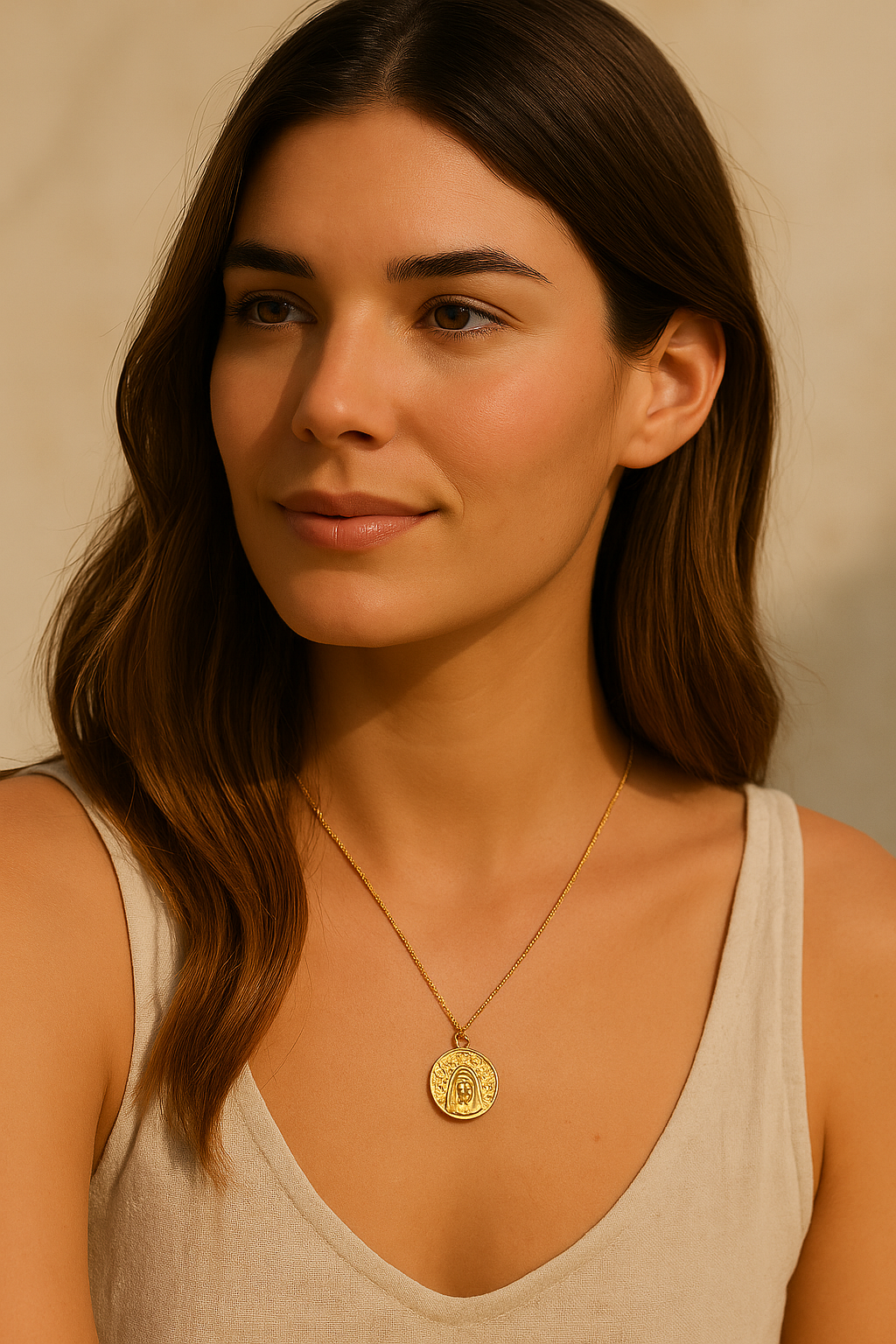 Collar dorado con Medalla dorada de Virgen María · Joya elegante ideal para regalo (Edición limitada!)