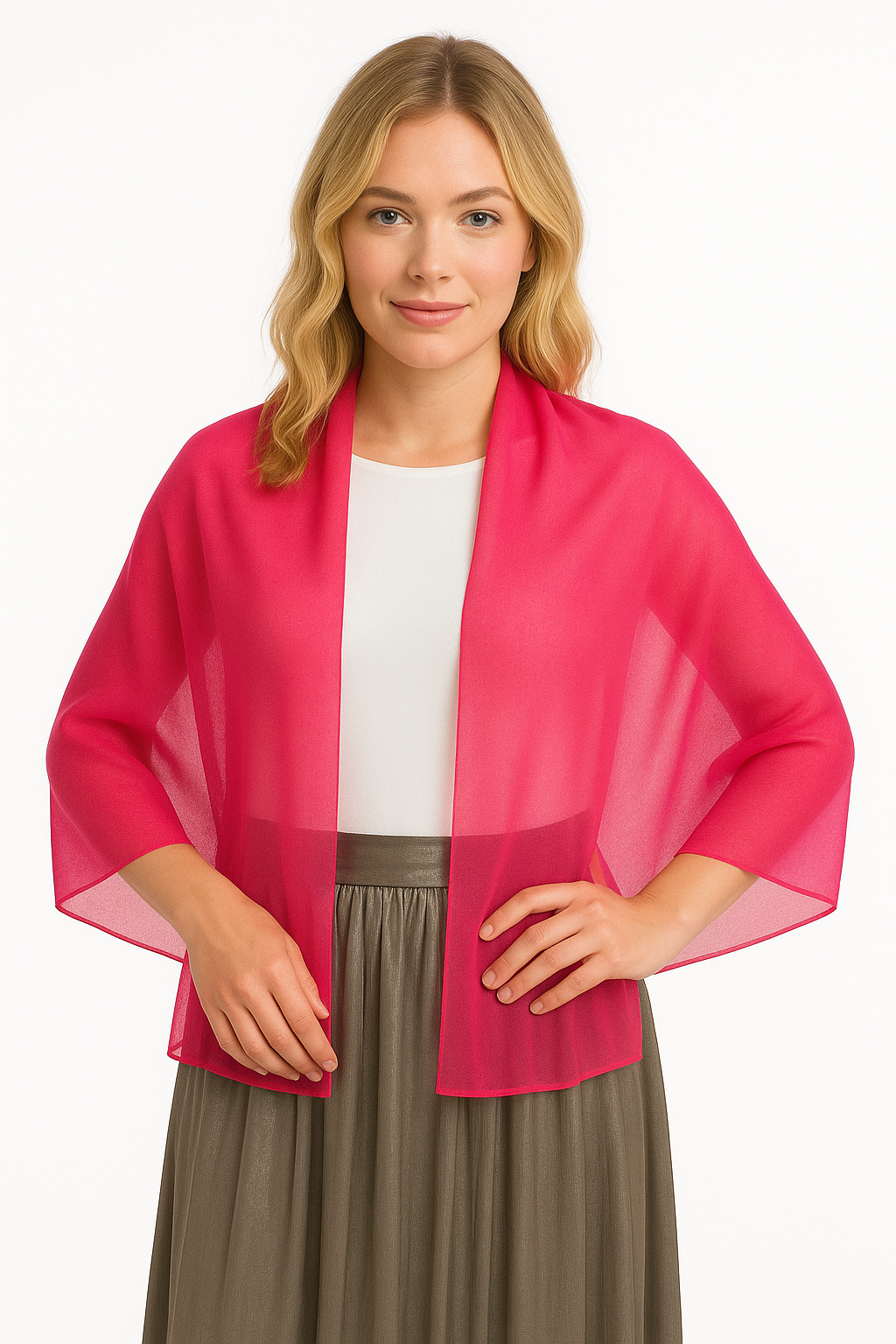 Chal de Chifón – Ligero, Elegante y Hecho en España · Color Fucsia (50x150cm) últimas unidades!