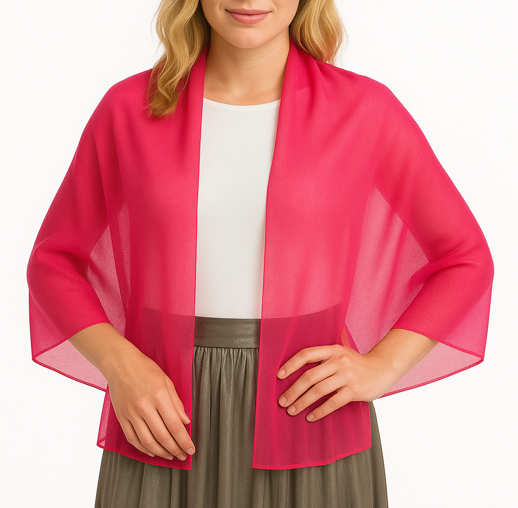 Chal de Chifón – Ligero, Elegante y Hecho en España · Color Fucsia (50x150cm) últimas unidades!