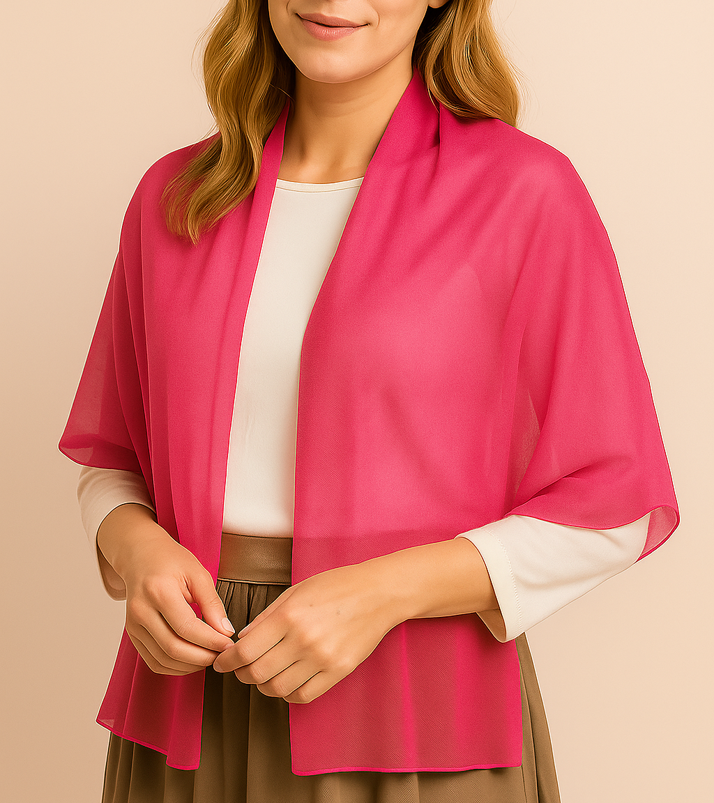 Chal de Chifón – Ligero, Elegante y Hecho en España · Color Fucsia (50x150cm) últimas unidades!