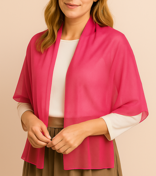 Chal de Chifón – Ligero, Elegante y Hecho en España · Color Fucsia (50x150cm) últimas unidades!