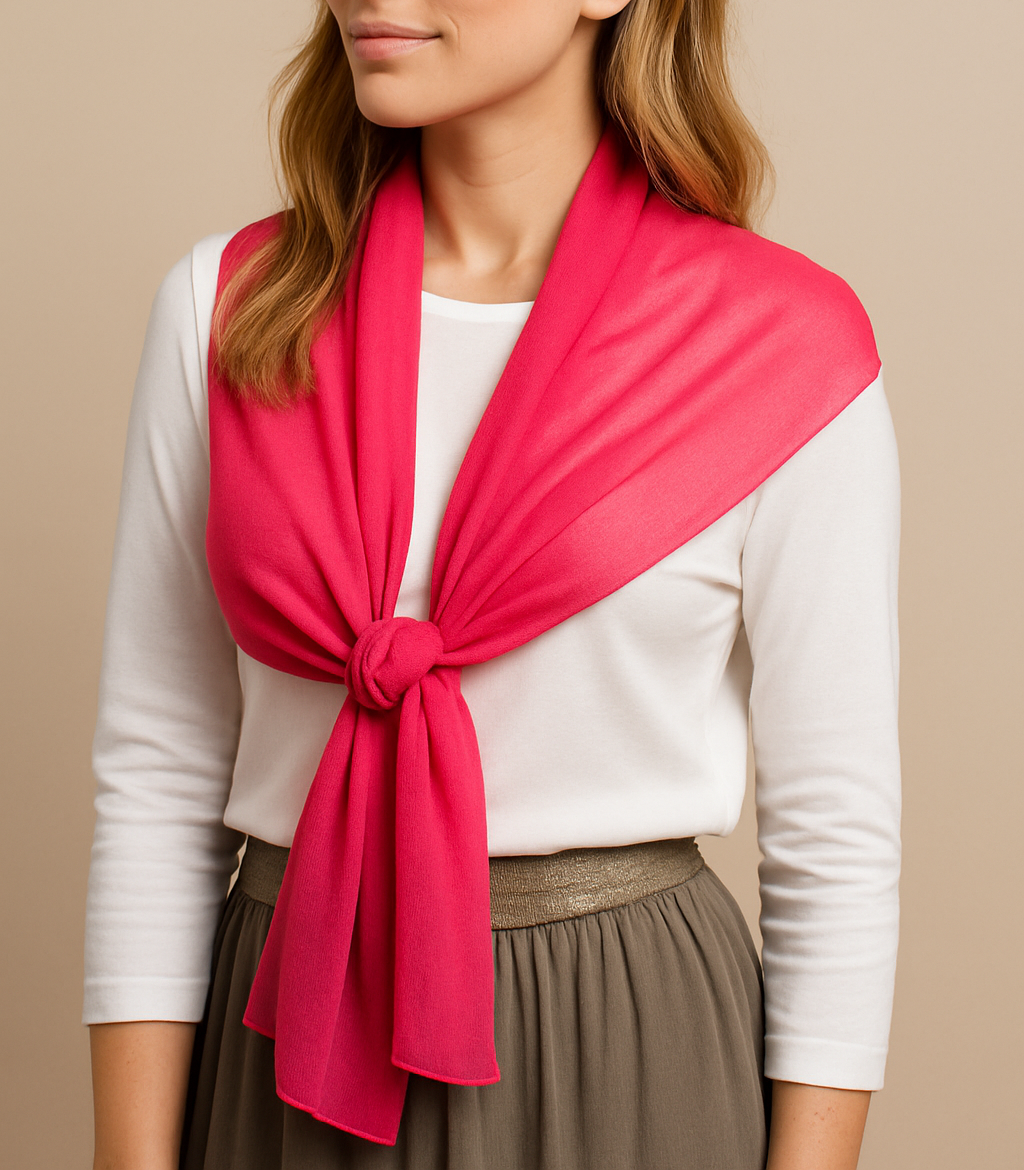 Chal de Chifón – Ligero, Elegante y Hecho en España · Color Fucsia (50x150cm) últimas unidades!