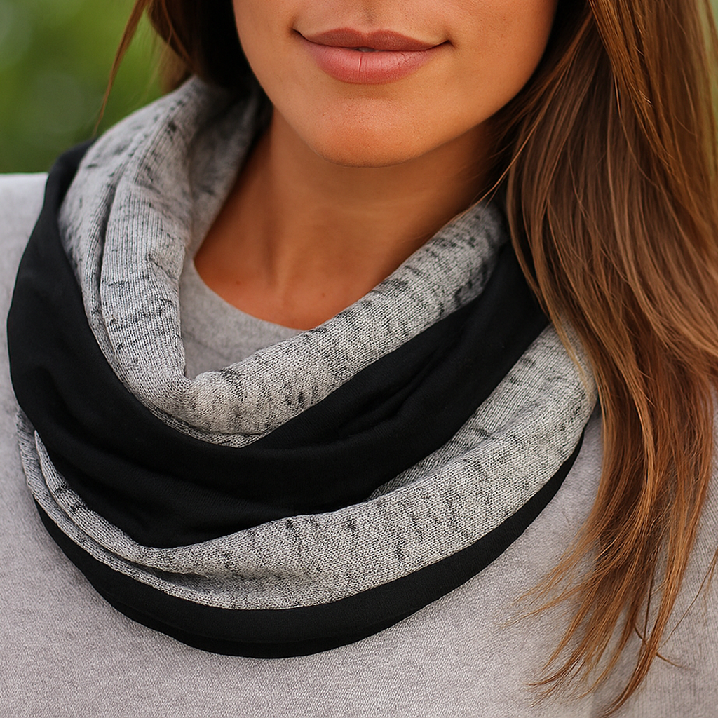 Bufanda Cuello Reversible · Gris Mezcla/Negro