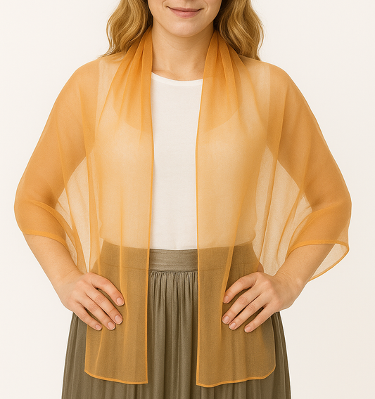 Chal de Chifón – Ligero, Elegante y Hecho en España · Color Naranja (50x150cm) últimas unidades!