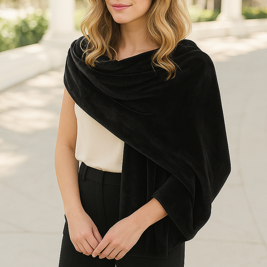 Estola de Terciopelo para Mujer – Elegancia Artesanal Hecha en Sevilla · Estola Grande Negro(50x170cm)