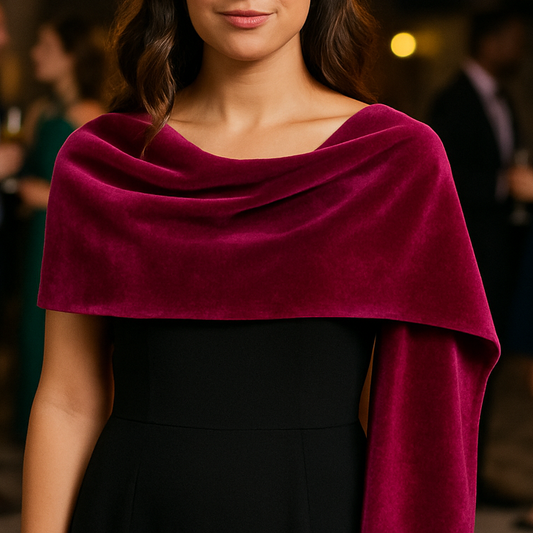 Estola de Terciopelo Mujer – Elegante y Hecha a Mano en Sevilla · Borgoña (50x150cm)