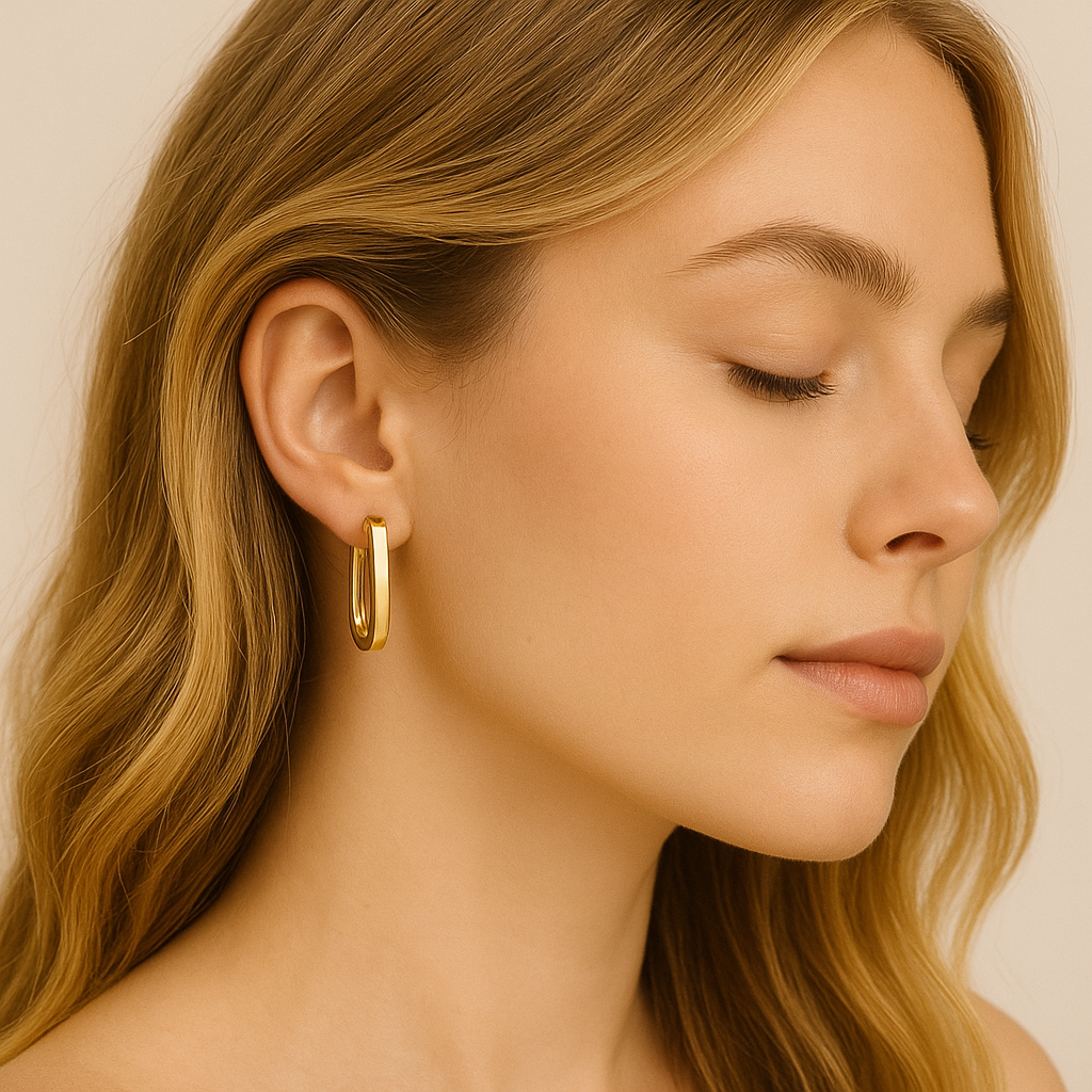 Pendientes Aros Cortos Rectangulares Dorados · Modernos, ligeros y de tendencia (última unidad!)