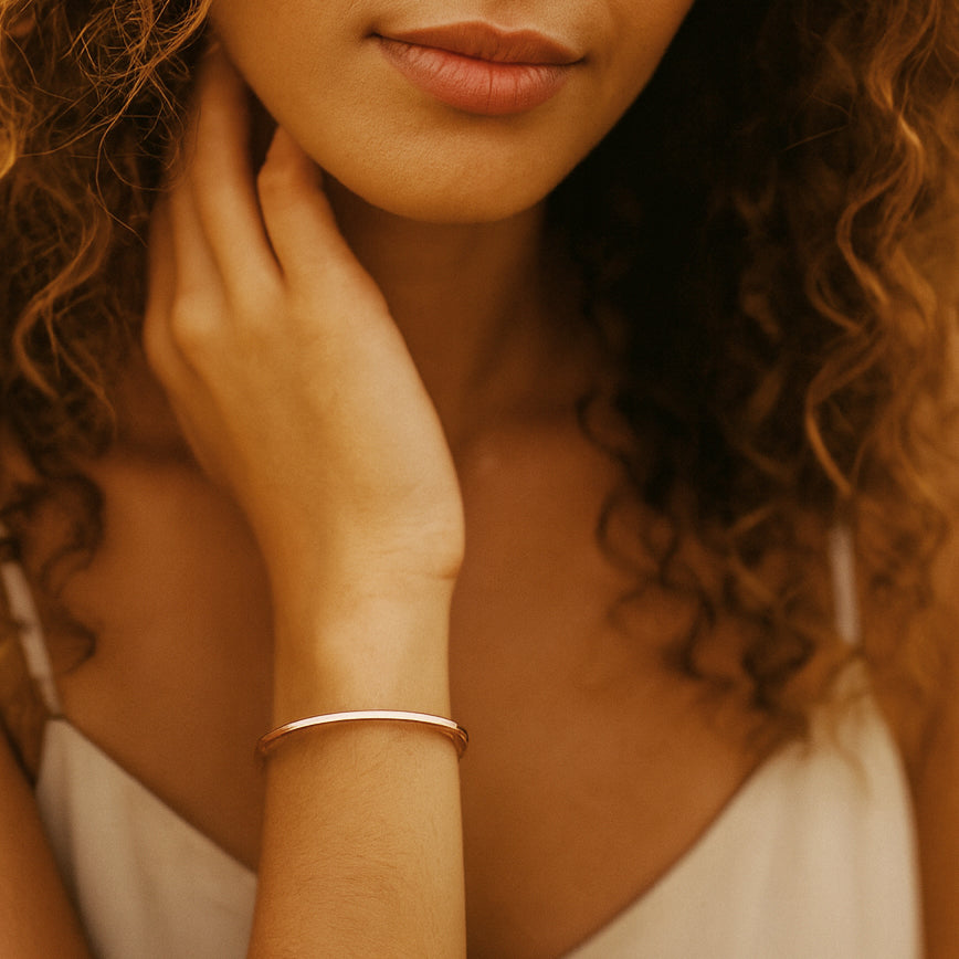 Brazalete Oro Rosa Aro Ovadado Pulsera Rígida Fina · Oro Rosa Brillo (última unidad!)