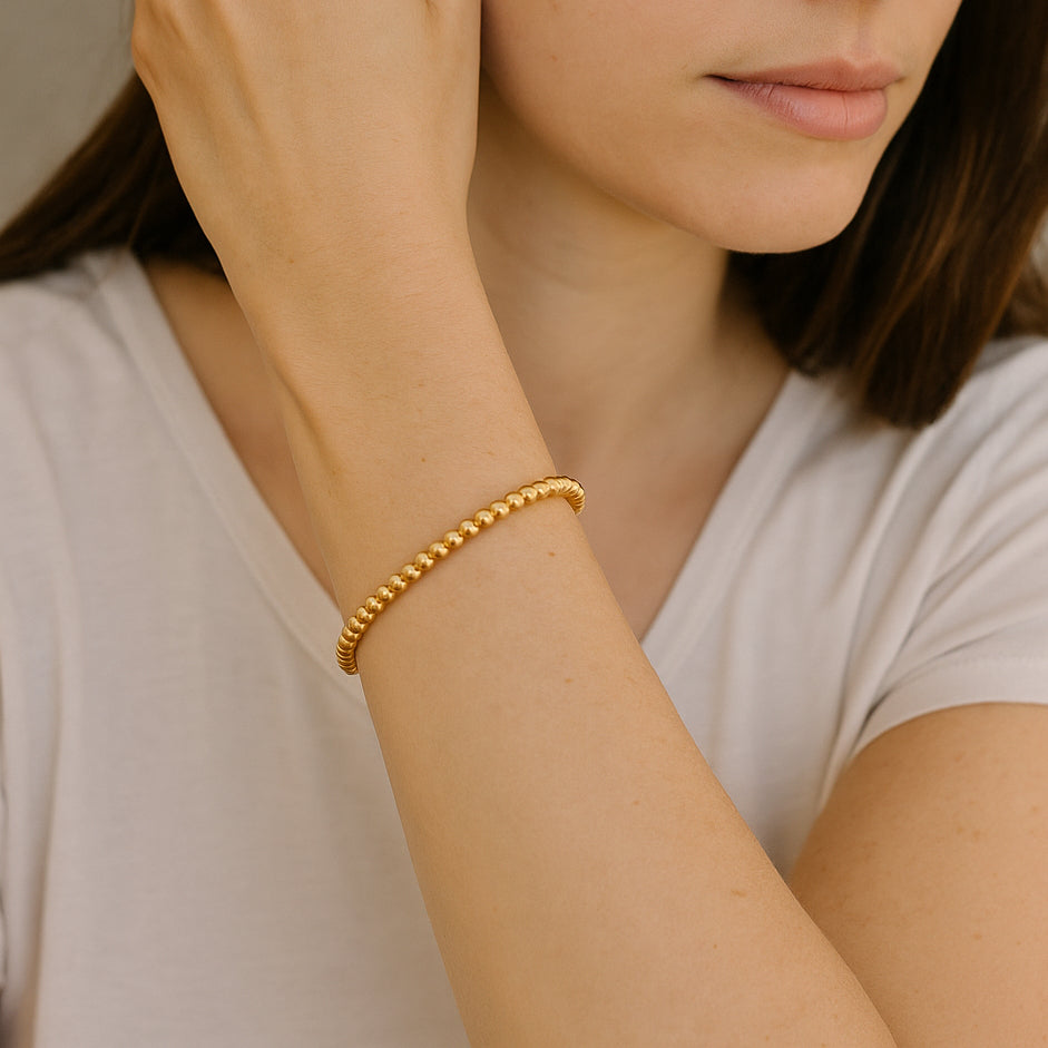 Brazalete Dorado Texturizado · “Pebble Dots” Oro Brillo