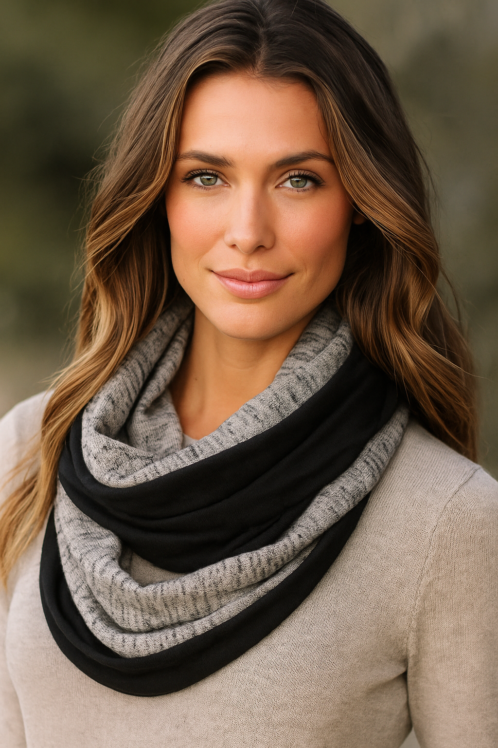 Bufanda Cuello Reversible · Gris Mezcla/Negro