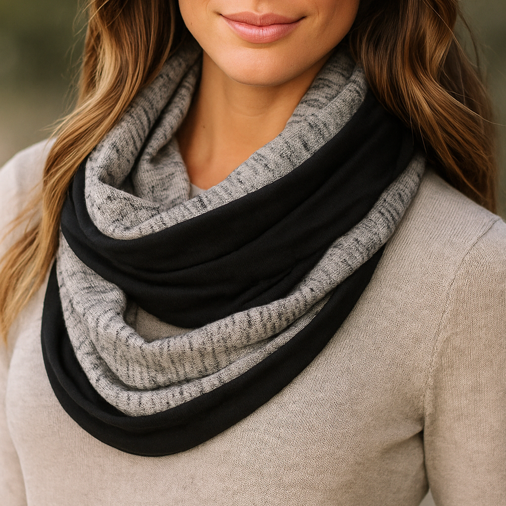 Bufanda Cuello Reversible · Gris Mezcla/Negro