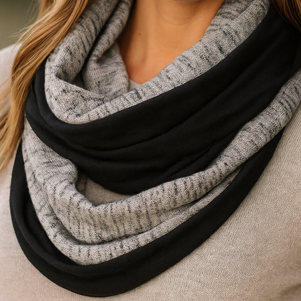 Bufanda Cuello Reversible · Gris Mezcla/Negro