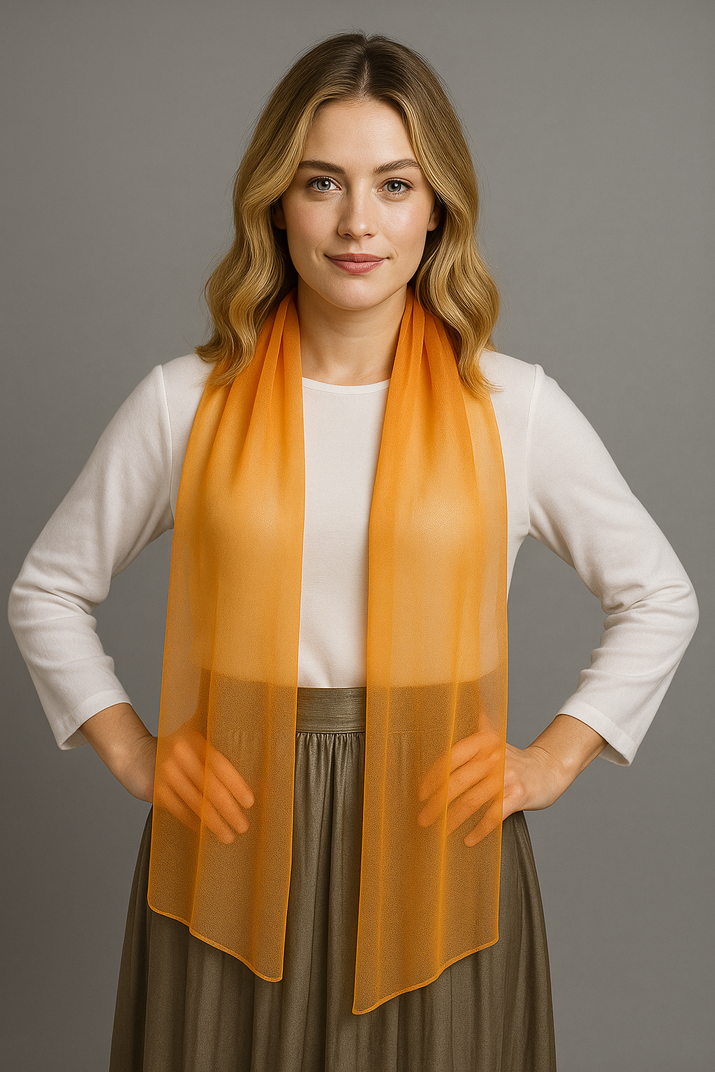 Chal de Chifón – Ligero, Elegante y Hecho en España · Color Naranja (50x150cm) últimas unidades!