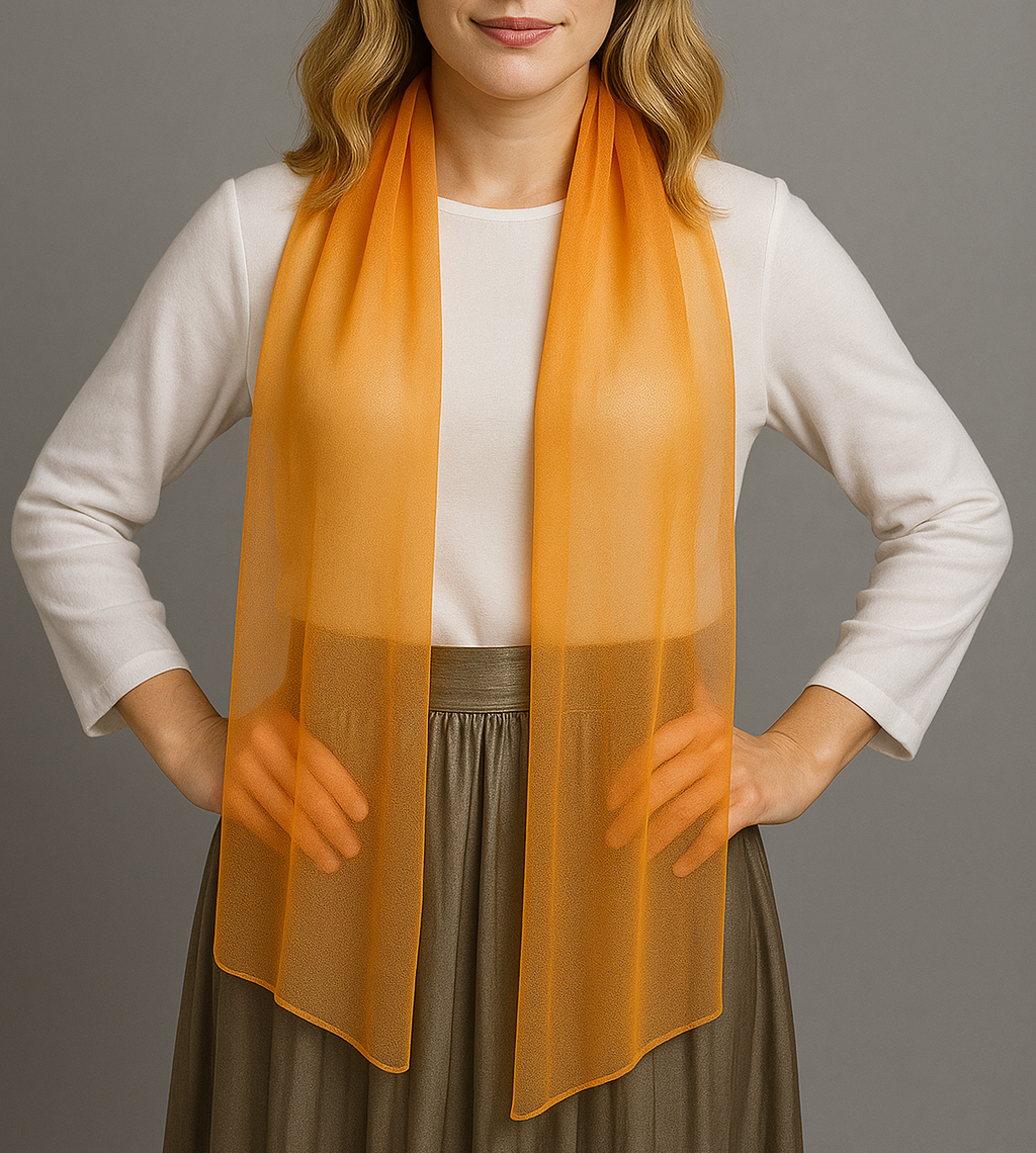 Chal de Chifón – Ligero, Elegante y Hecho en España · Color Naranja (50x150cm) últimas unidades!