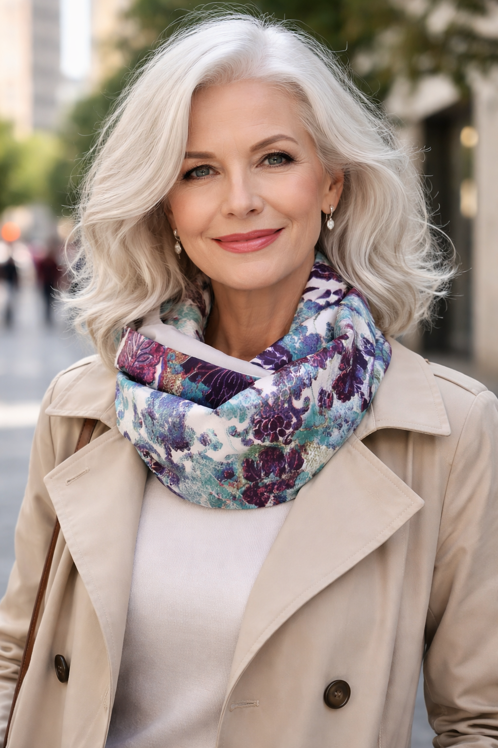 Fular Infinito Reversible · Raso Multicolor / Gris Claro (última unidad!)