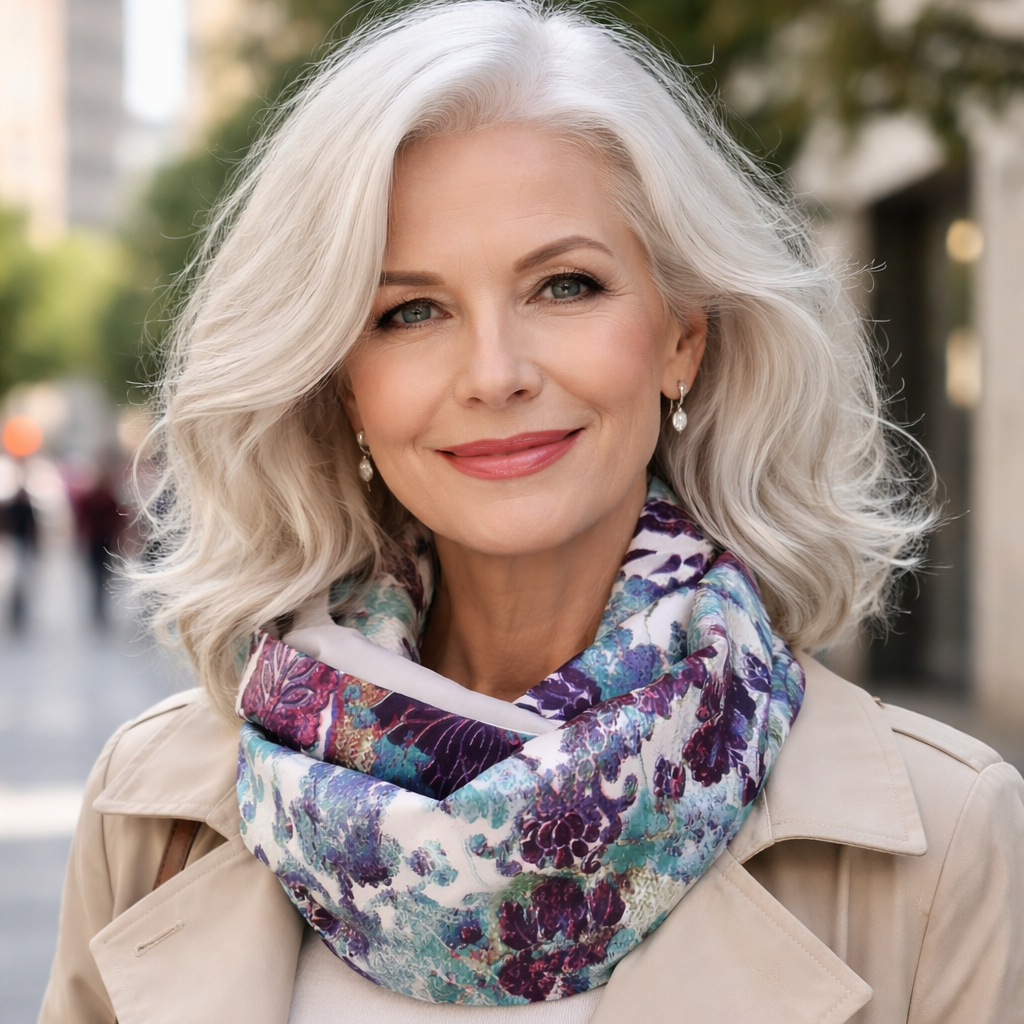 Fular Infinito Reversible · Raso Multicolor / Gris Claro (última unidad!)