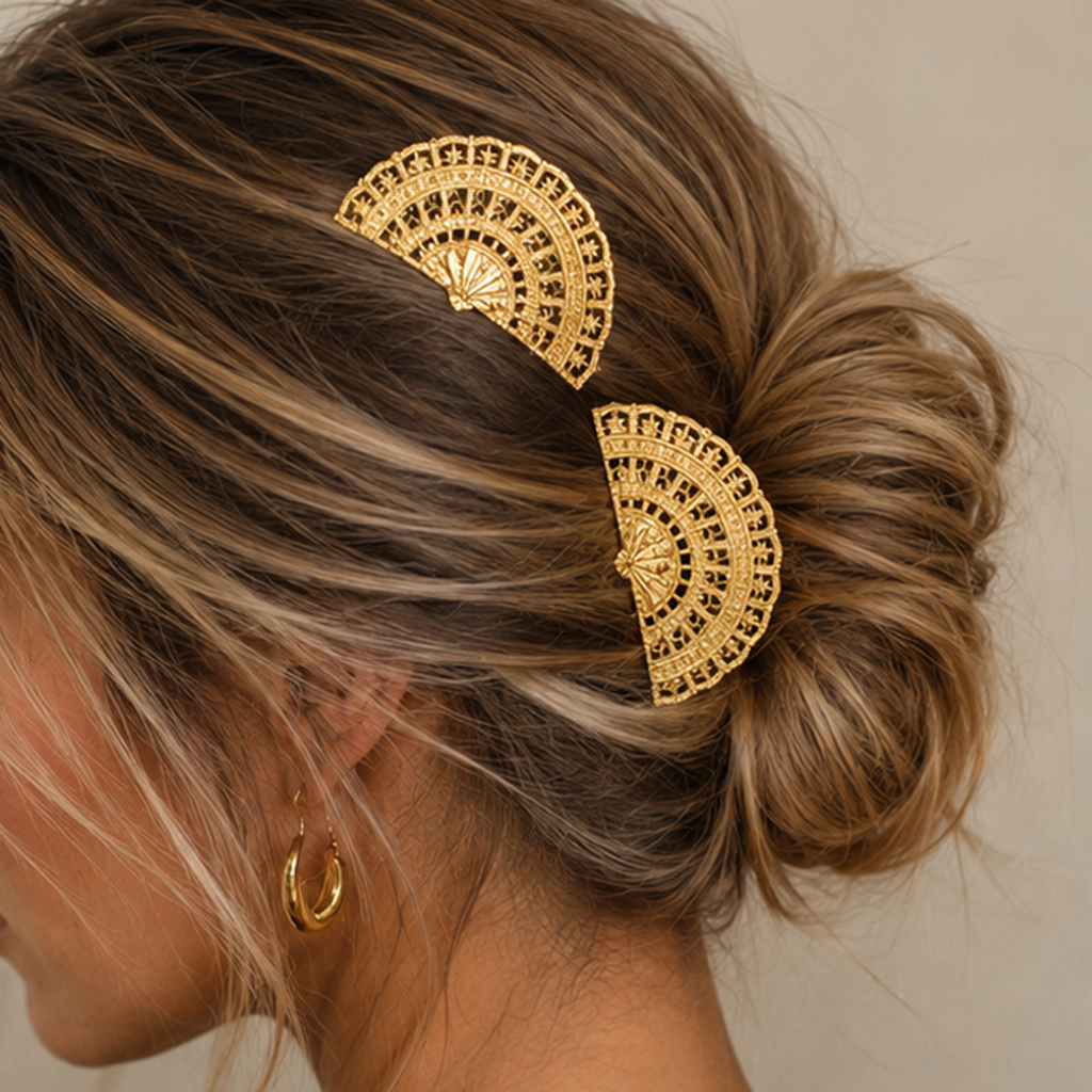 Mittelgroße goldene Haarkämme · Fächer der Größe M (2er-Pack)