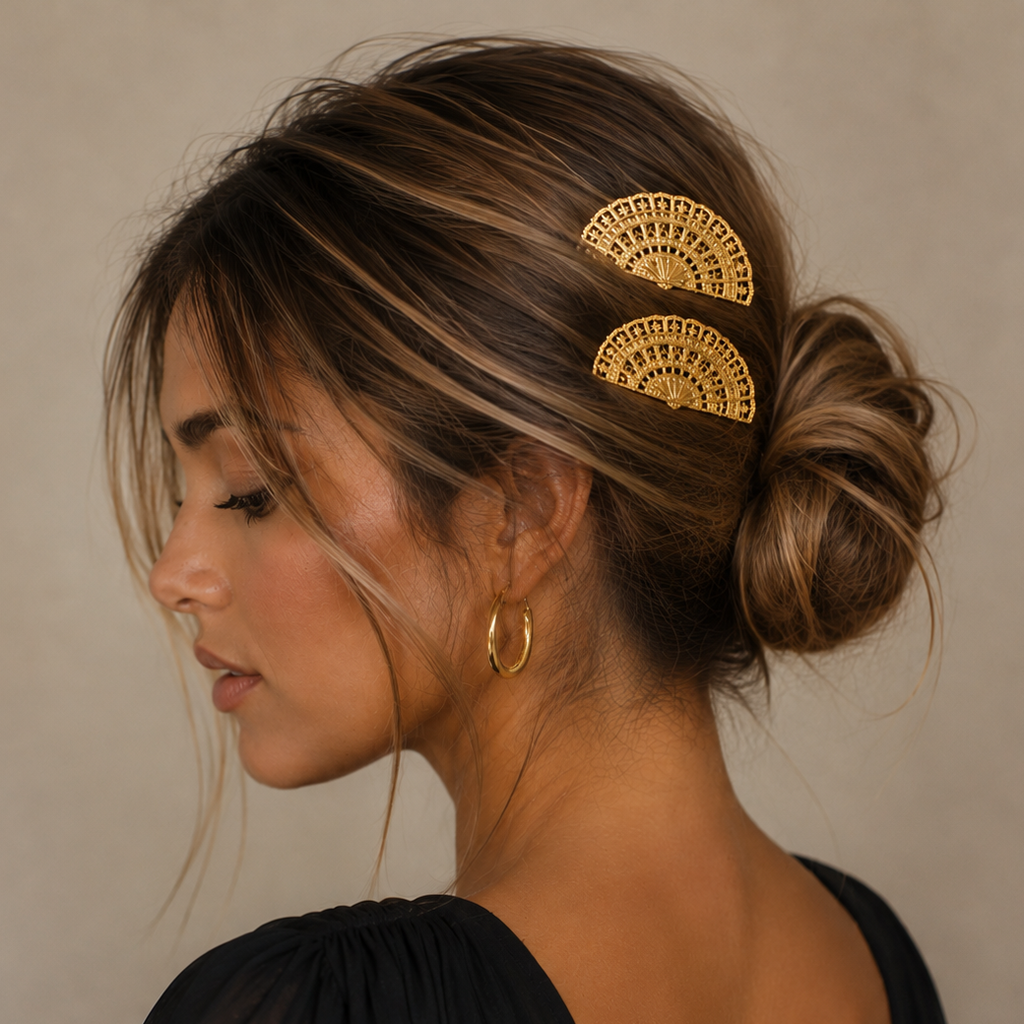 Mittelgroße goldene Haarkämme · Fächer der Größe M (2er-Pack)