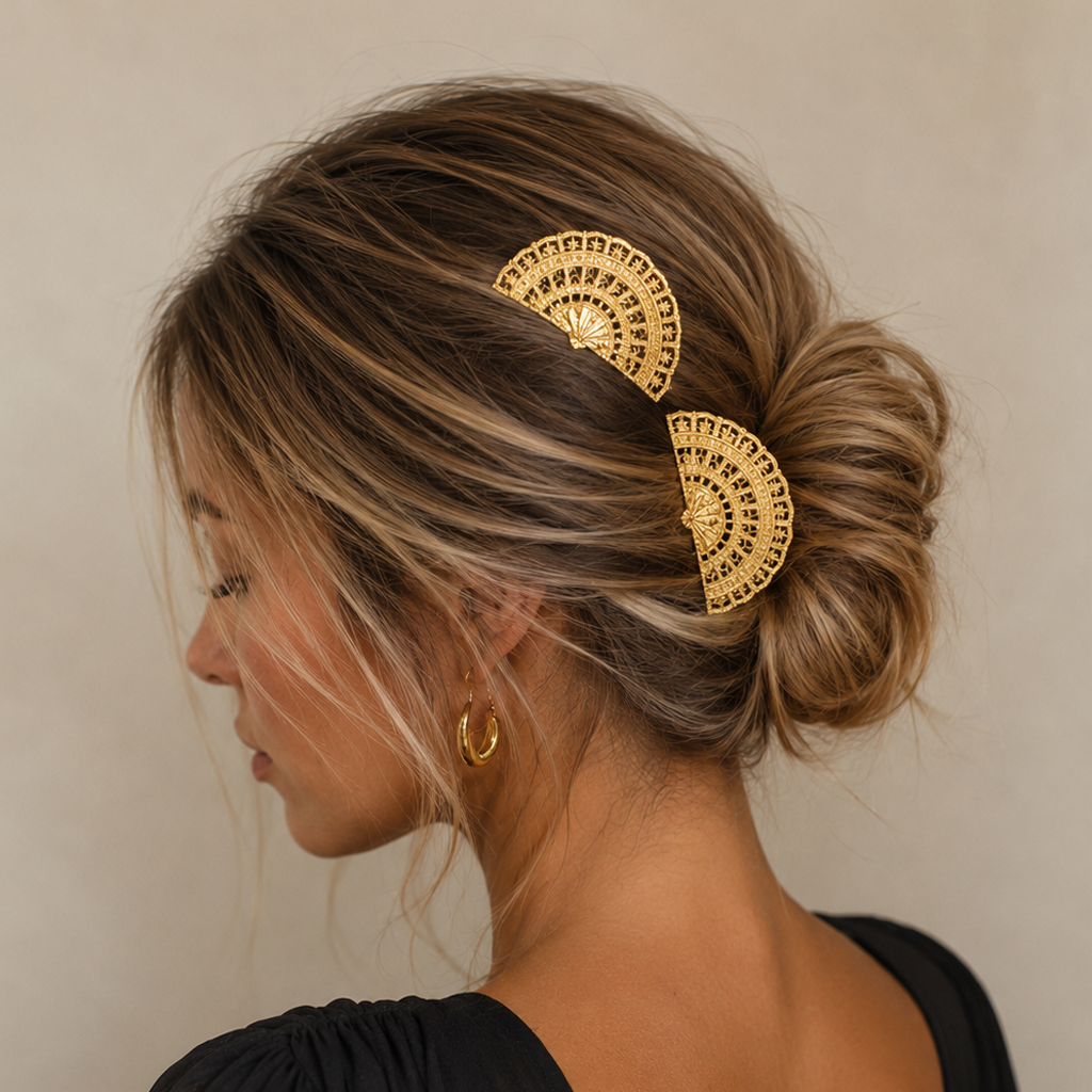 Mittelgroße goldene Haarkämme · Fächer der Größe M (2er-Pack)