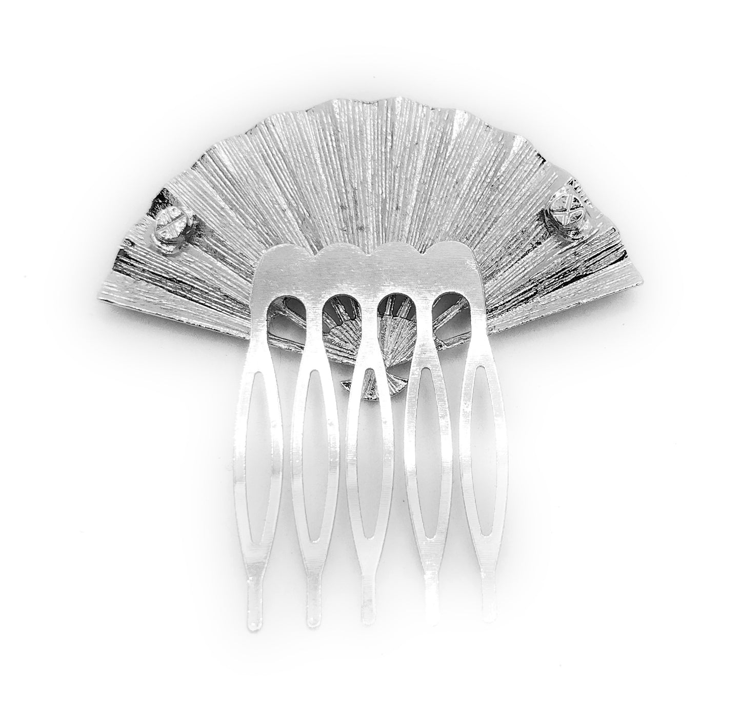 Peineta Flamenca Plateado · Abanico Plata Brillo (Talla M)