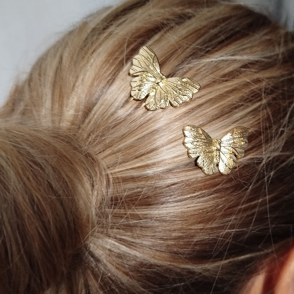 Peinetas Doradas Pequeñas · Mariposas Talla S (Pack 2 uds)