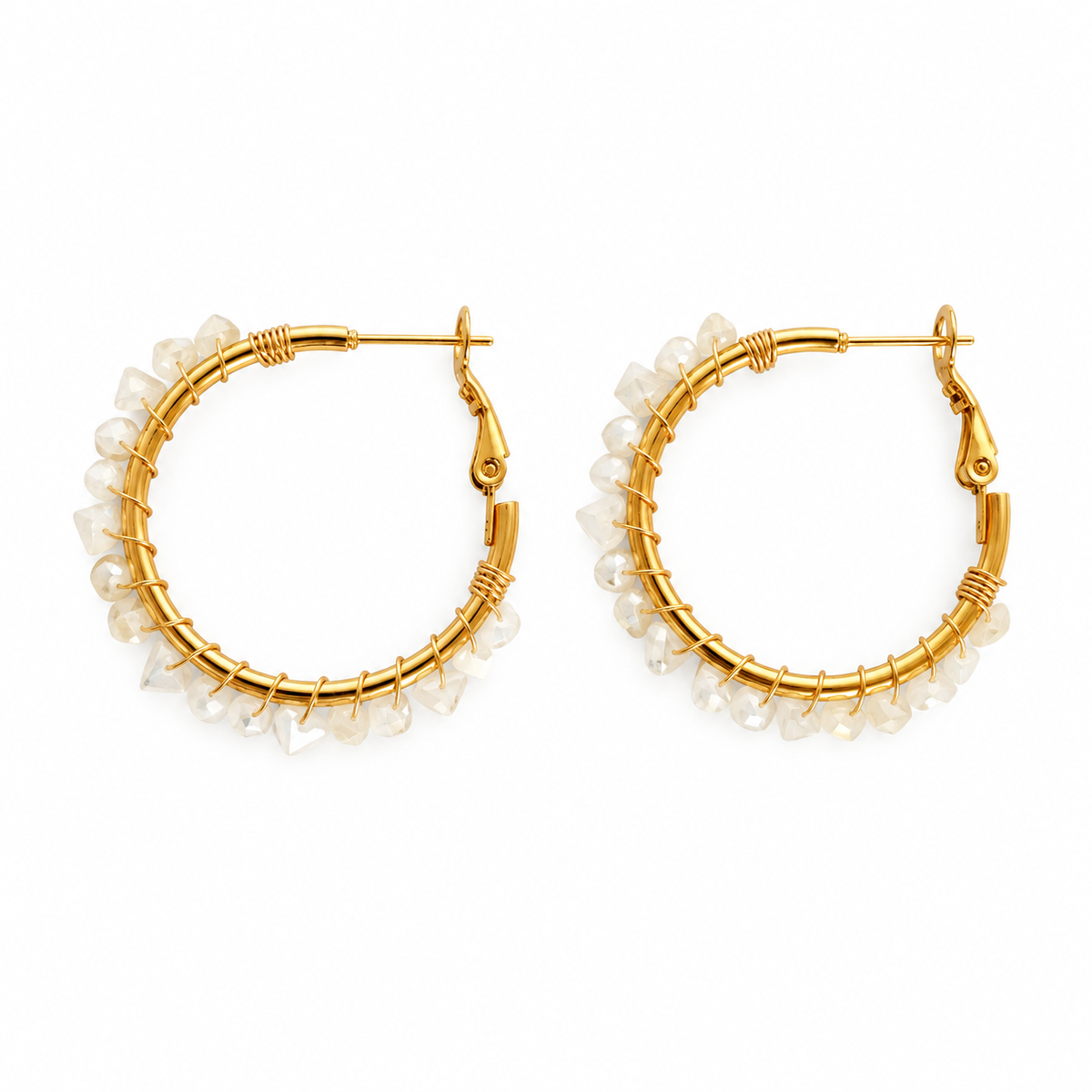 Pendientes Aros Dorados · Cristales Blancos (últimas unidades!)