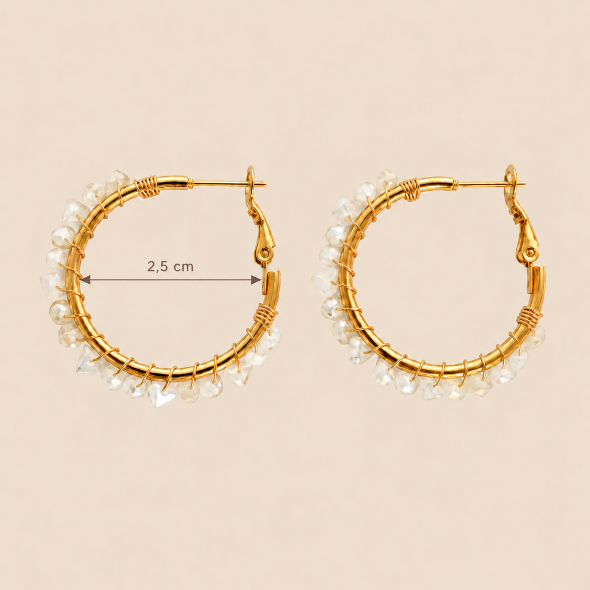 Pendientes Aros Dorados · Cristales Blancos (últimas unidades!)