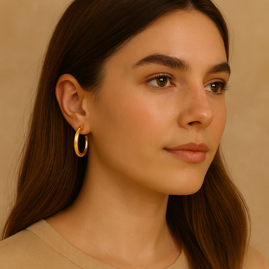 Pendientes Aro Dorados Medianos Acabado en Oro · Talla M (Ø 2 cm)