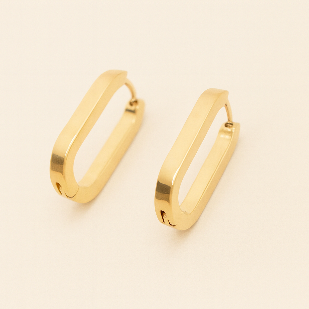 Pendientes Aros Cortos Rectangulares Dorados · Modernos, ligeros y de tendencia (última unidad!)