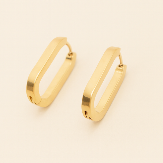 Pendientes Aros Cortos Rectangulares Dorados · Modernos, ligeros y de tendencia (última unidad!)