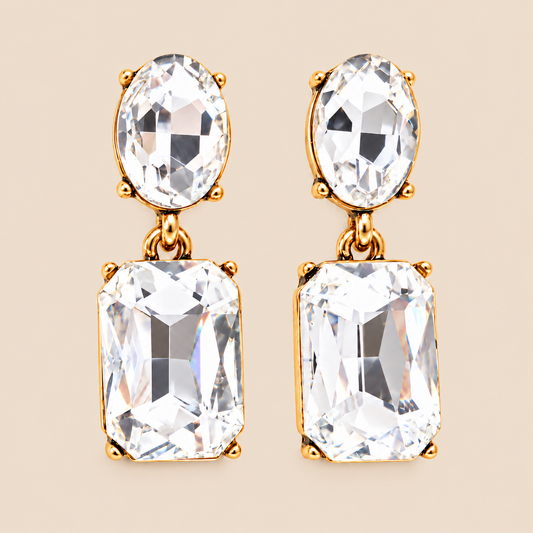 Pendientes Cristales Facetados Brillantes · Blanco Brillo