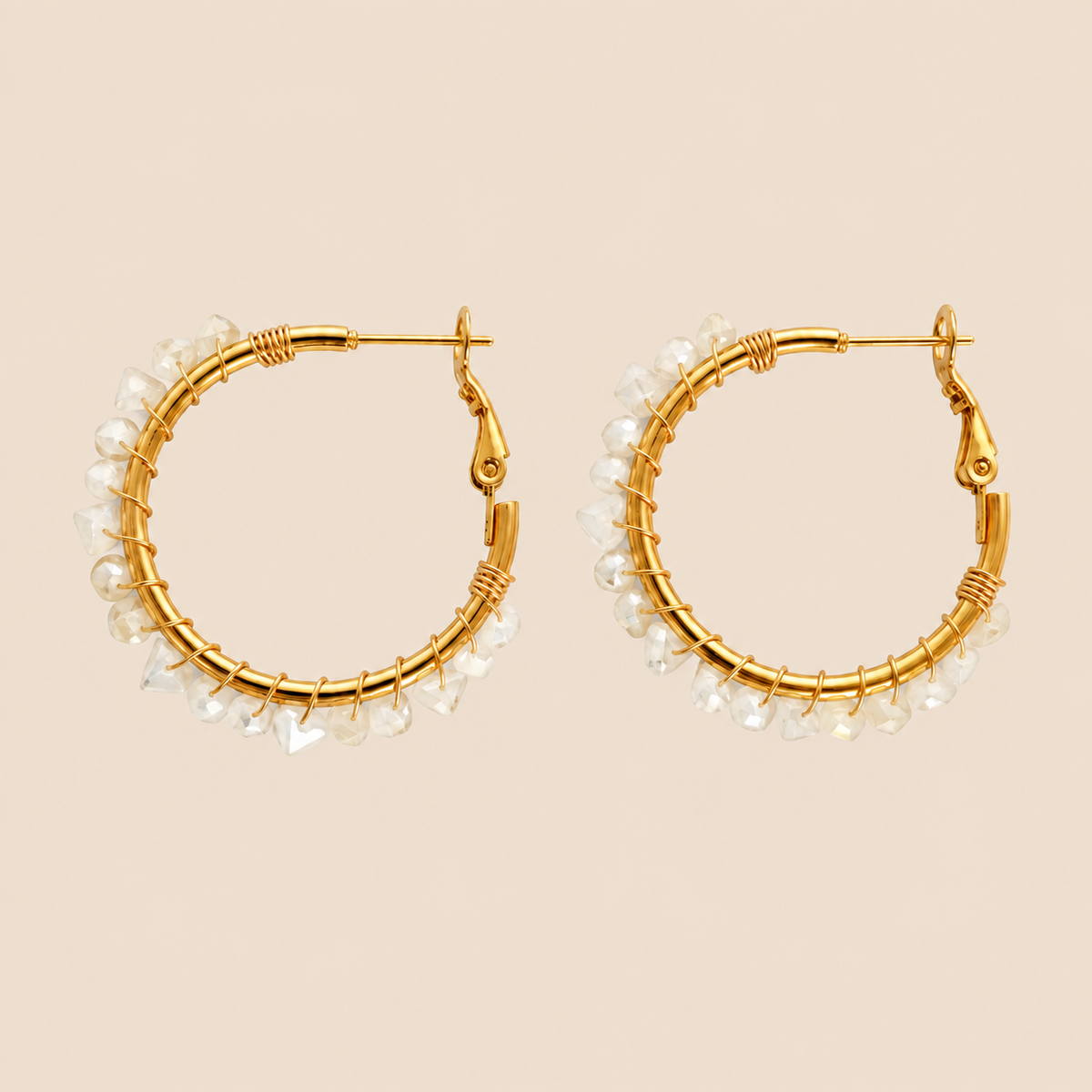Pendientes Aros Dorados · Cristales Blancos (últimas unidades!)