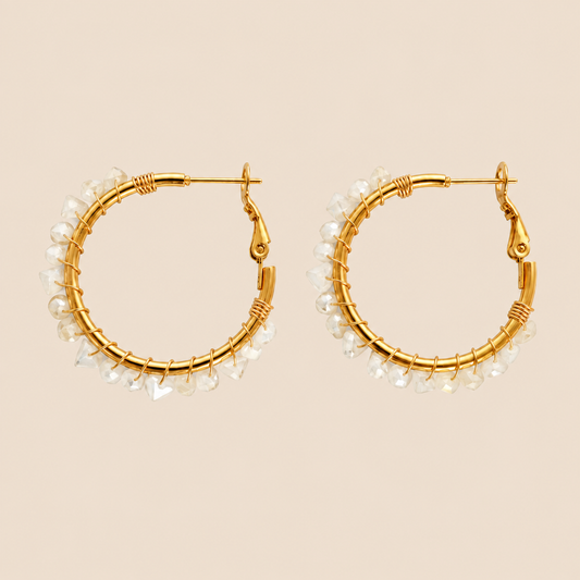 Pendientes Aros Dorados · Cristales Blancos (últimas unidades!)