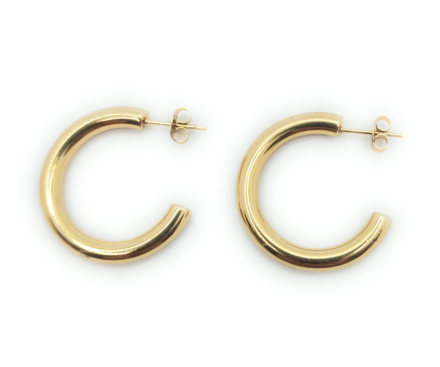 Pendientes Aro Dorados Medianos Acabado en Oro · Talla M (Ø 2 cm)