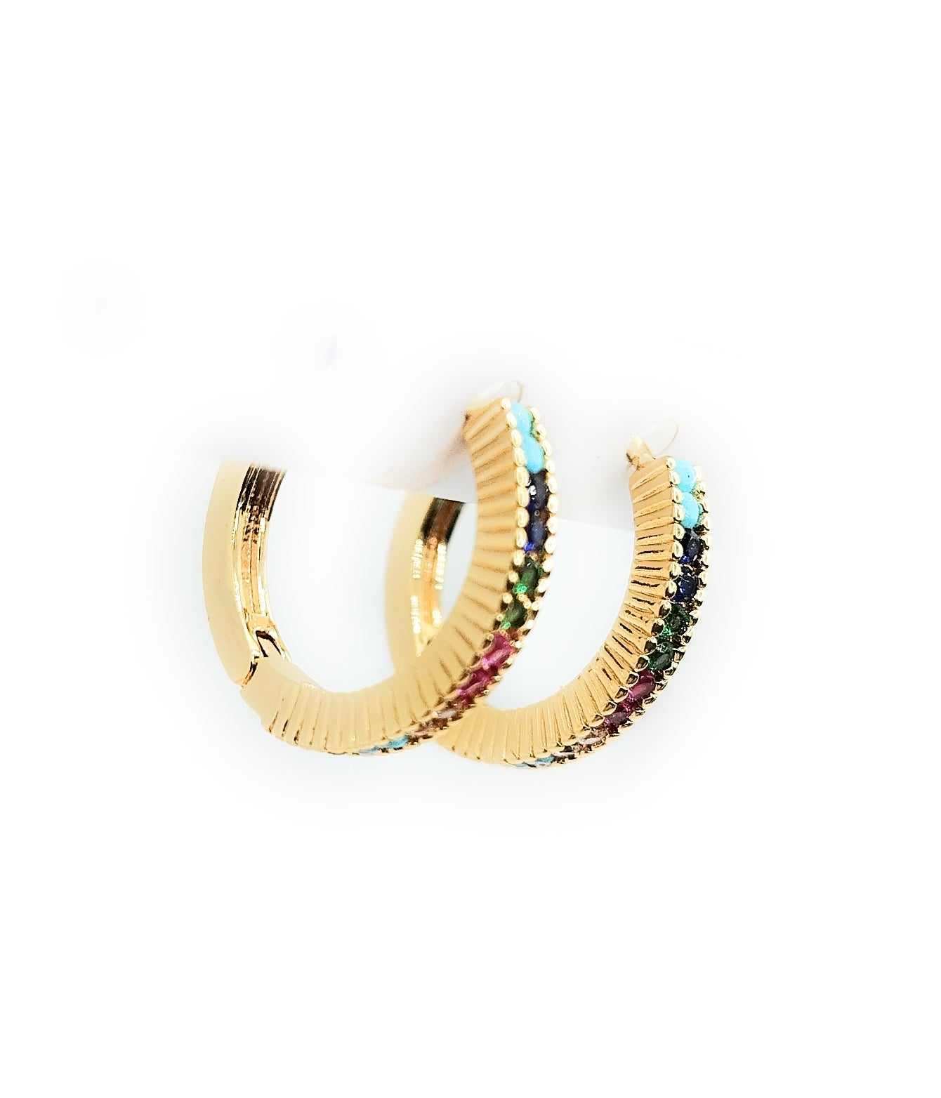 Pendientes Aro Dorado · Cristales Multicolor