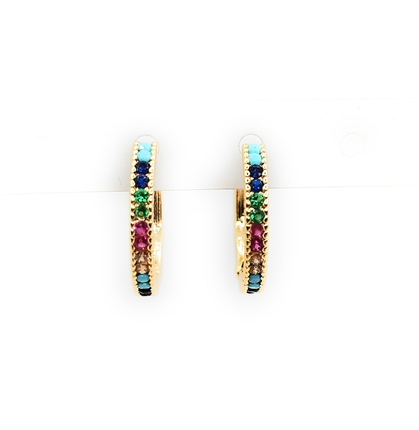 Pendientes Aro Dorado · Cristales Multicolor
