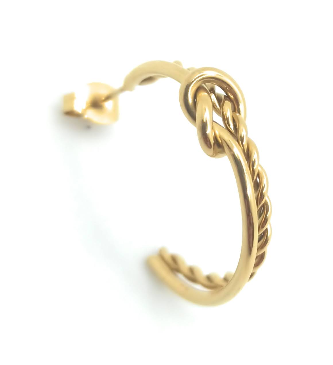 Pendientes Aro Doble Dorados con Nudo · Elegantes, ligeros y de tendencia